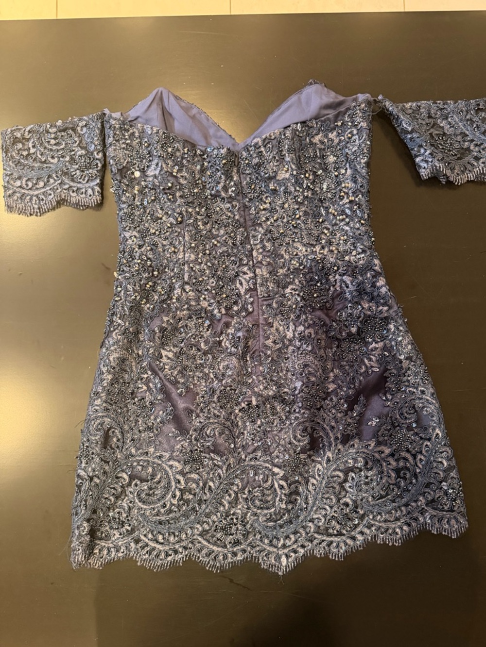 Brocade navy mini dress